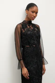 Answear.LAB bluza culoarea negru, in modele florale imagine