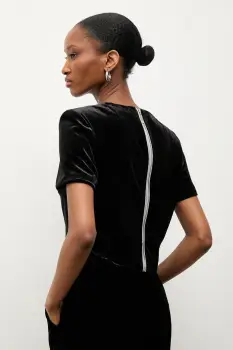 Answear.LAB bluza de catifea culoarea negru, neted imagine