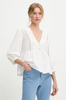 Answear Lab bluza din bumbac culoarea alb, neted imagine