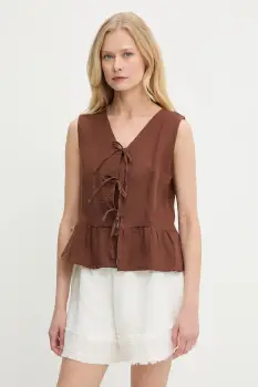 Answear Lab bluza din bumbac culoarea maro, neted imagine