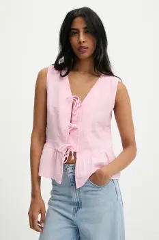 Answear Lab bluza din bumbac culoarea roz, neted imagine