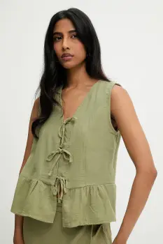 Answear Lab bluza din bumbac culoarea verde, neted imagine