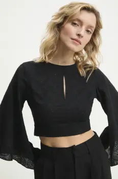 Answear Lab bluza din bumbac femei, culoarea negru, modelator imagine