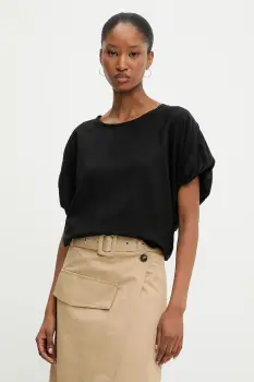 Answear Lab bluza din in culoarea negru, neted imagine