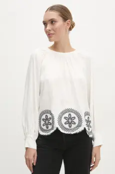 Answear Lab bluza femei, culoarea alb, cu imprimeu imagine