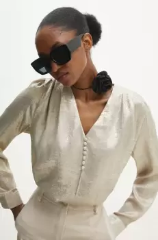 Answear Lab bluza femei, culoarea auriu, neted imagine