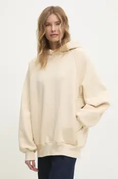 Answear Lab bluza femei, culoarea bej, cu gluga, neted imagine