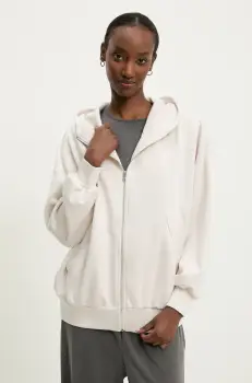 Answear Lab bluza femei, culoarea bej, cu gluga, neted imagine