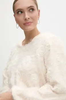 Answear Lab bluza femei, culoarea bej, cu imprimeu imagine