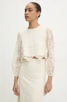 Answear Lab bluza femei, culoarea bej, neted imagine