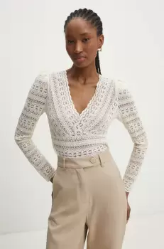 Answear Lab bluza femei, culoarea bej, neted imagine