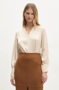 Answear Lab bluza femei, culoarea bej, neted imagine