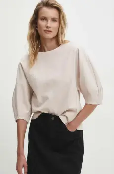 Answear Lab bluza femei, culoarea bej, neted imagine