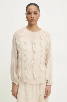 Answear Lab bluza femei, culoarea bej, neted imagine