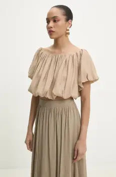 Answear Lab bluza femei, culoarea bej, neted imagine