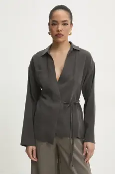 Answear Lab bluza femei, culoarea gri, neted imagine