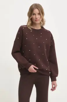 Answear Lab bluza femei, culoarea maro, cu imprimeu imagine