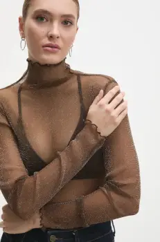 Answear Lab bluza femei, culoarea maro, melanj imagine