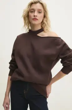 Answear Lab bluza femei, culoarea maro, neted imagine