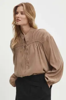 Answear Lab bluza femei, culoarea maro, neted imagine