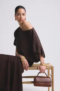 Answear Lab bluza femei, culoarea maro, uni imagine