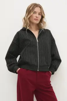 Answear Lab bluza femei, culoarea negru, cu gluga, modelator imagine