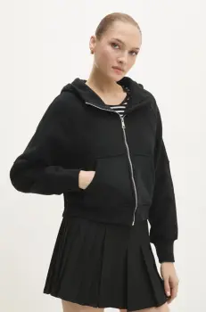 Answear Lab bluza femei, culoarea negru, cu gluga, neted imagine