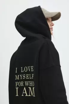 Answear Lab bluza femei, culoarea negru, cu gluga, neted imagine