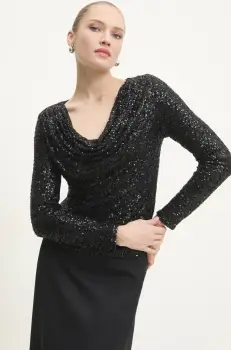 Answear Lab bluza femei, culoarea negru, cu imprimeu imagine