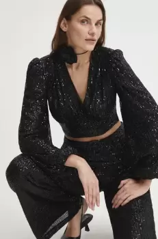 Answear Lab bluza femei, culoarea negru, neted imagine