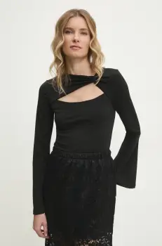 Answear Lab bluza femei, culoarea negru, neted imagine