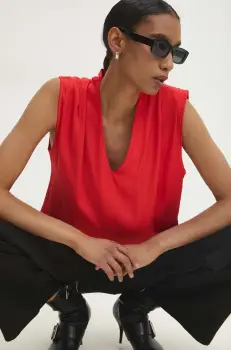 Answear Lab bluza femei, culoarea rosu, neted imagine