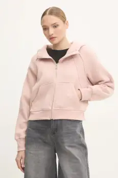 Answear Lab bluza femei, culoarea roz, cu gluga, neted imagine