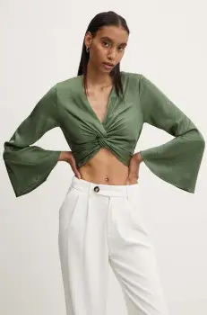 Answear Lab bluza femei, culoarea verde, neted imagine