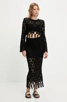 Answear Lab bluza si fusta din bumbac culoarea negru imagine