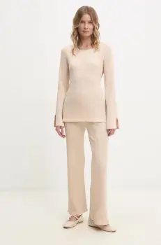 Answear Lab bluza si pantaloni culoarea bej imagine