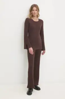 Answear Lab bluza si pantaloni culoarea maro imagine