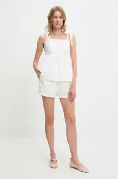 Answear Lab bluza si pantaloni scurti culoarea alb imagine