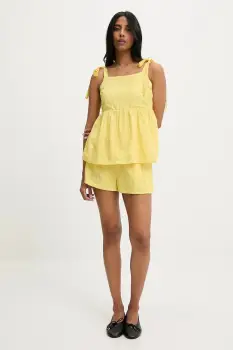 Answear Lab bluza si pantaloni scurti culoarea galben imagine