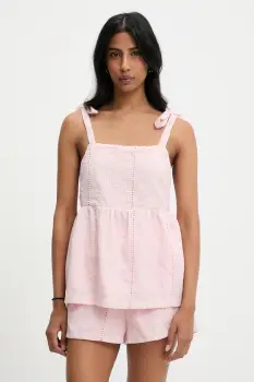 Answear Lab bluza si pantaloni scurti culoarea roz imagine