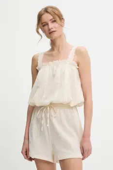 Answear Lab bluza si pantaloni scurti din bumbac culoarea bej imagine