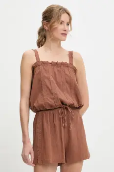 Answear Lab bluza si pantaloni scurti din bumbac culoarea maro imagine