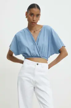 Answear Lab bluza subtire de blugi femei, neted imagine