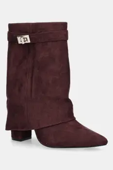 Answear.LAB botine culoarea bordo, cu toc drept, izolare usoara imagine