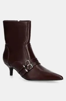 Answear Lab botine femei, culoarea bordo, cu toc cui, izolare usoara imagine