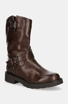 Answear Lab botine femei, culoarea maro, cu toc plat imagine