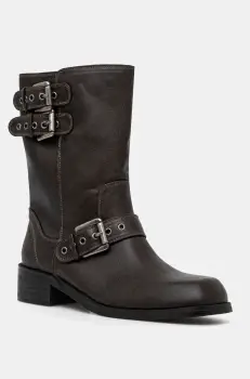Answear Lab botine femei, culoarea maro, cu toc plat imagine