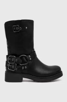 Answear Lab botine femei, culoarea negru, cu toc plat imagine