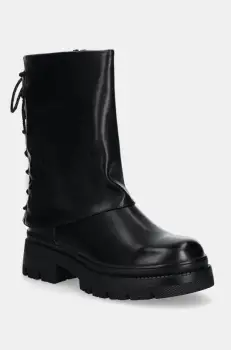 Answear Lab botine femei, culoarea negru, cu toc plat, izolare usoara imagine