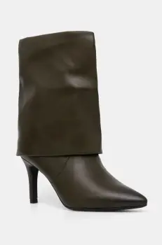 Answear Lab botine femei, culoarea verde, cu toc cui, izolare usoara imagine